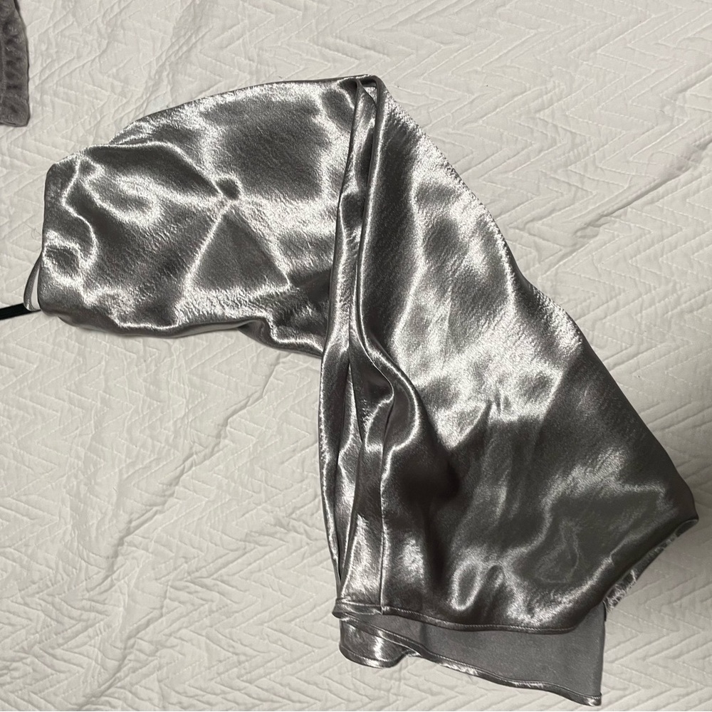 Silver mid calf skirt